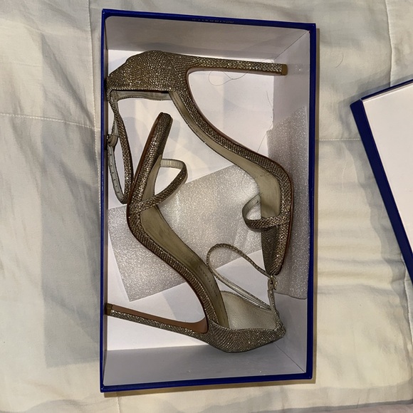 STUART WEITZMAN NUDIST SIZE 10.5 PLATINUM NOIR - Picture 4 of 7